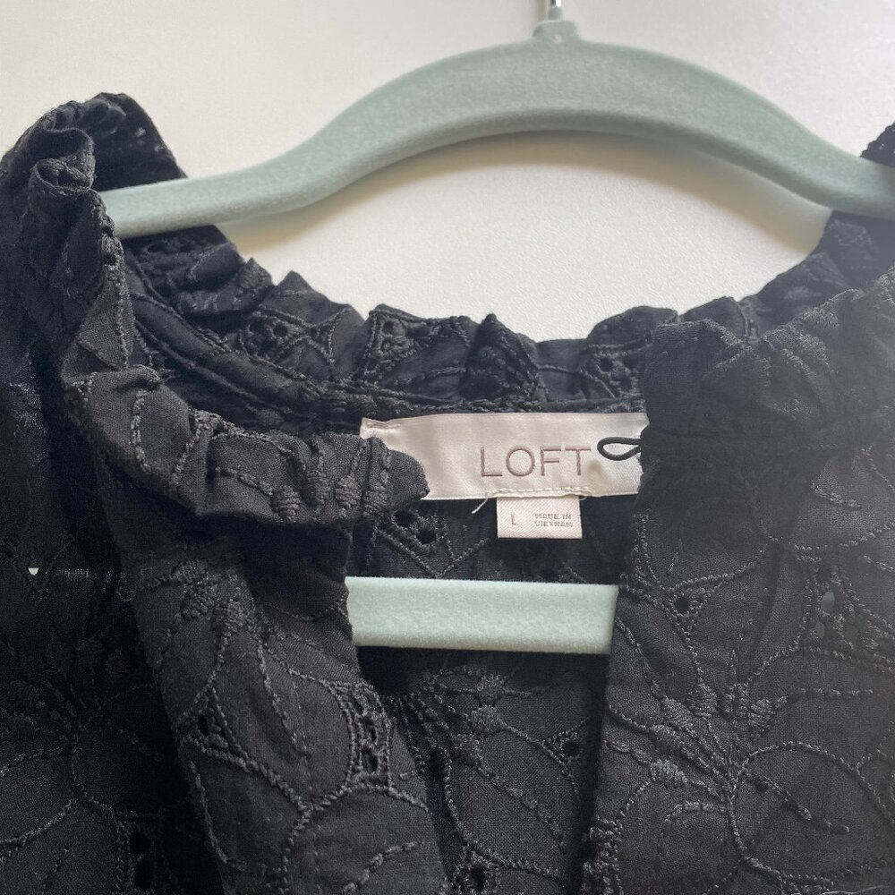 Loft Eyelet Ruffle Split Neck Shell - image 7